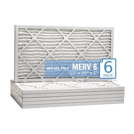 Purolator 12x20x1 Pleated Air Filter, MERV 8, 6 PK 12x20x1x1 HI (6 Pack)